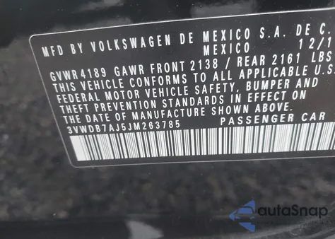 2018 Volkswagen Jetta 1.4T Se/1.4T Wolfsburg Edition from USA, damaged, VIN 3VWDB7AJ5JM263785